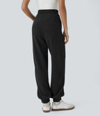 Pantalon de jogging décontracté en velours côtelé à taille haute avec poches latérales