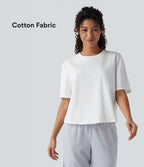T-shirt décontracté ample en coton à manches courtes et col rond