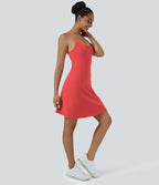 Softlyzero™ Airy Robe Sport de Yoga Plus Longue Dos Nu Découp Bretelles Réglables et Poches