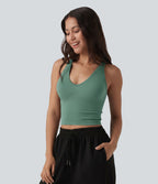 OneForm Seamless Flow Débardeur de yoga crop dos nu croisé décolleté en V profond avec soutien-gorge intégré