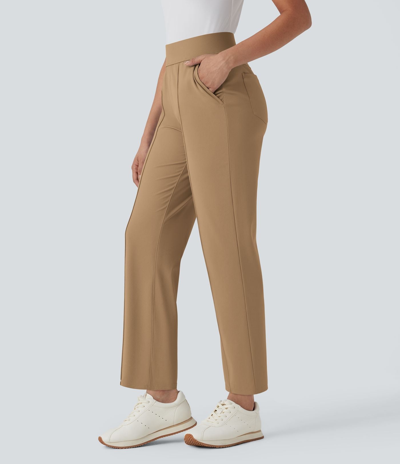 Pantalon de golf séchage rapide, taille mi-haute, avec poches et poche tee, UPF40+