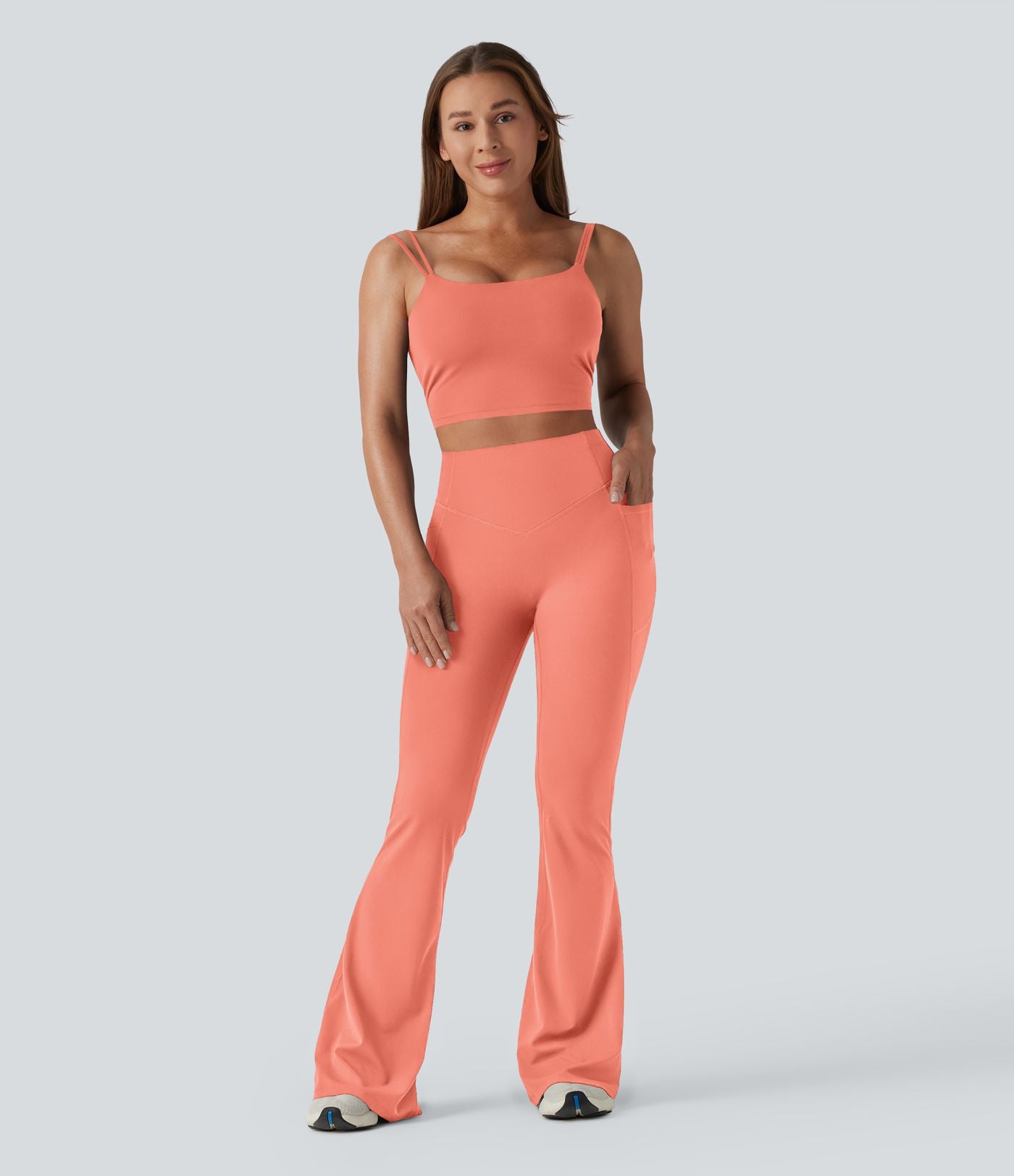 Halara UltraSculpt™ Legging yoga évasé gainant push-up taille haute à fronces avec poches