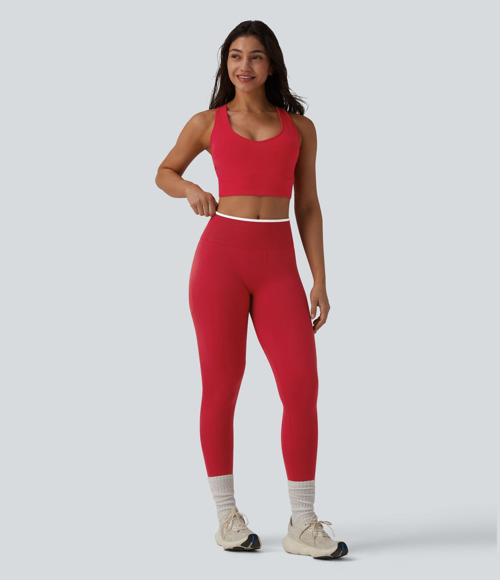 Brassière de sport yoga SoftlyZero™ Plush maintien léger dos nageur col U avec soutien-gorge intégré et poche