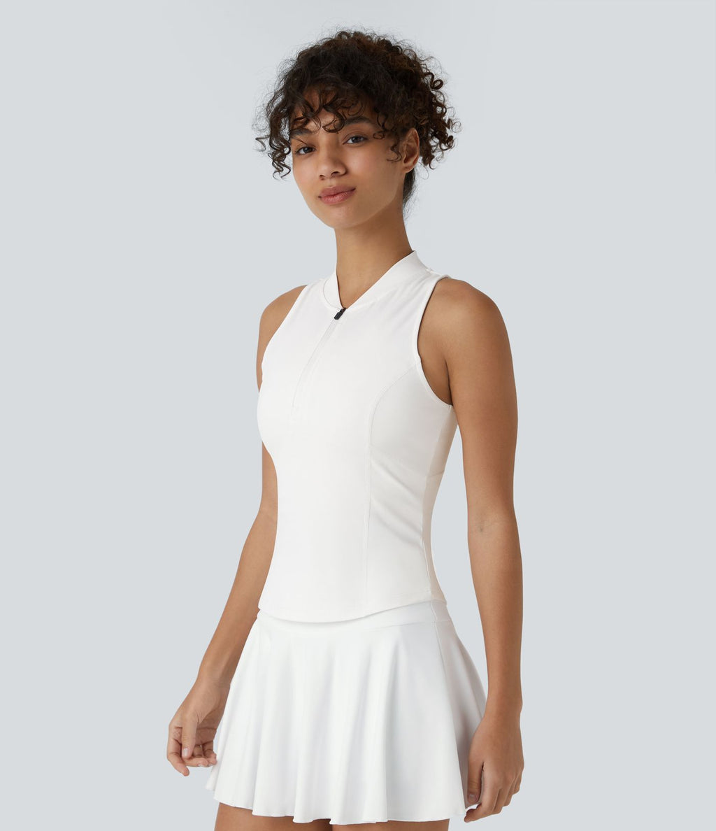 Softlyzero™ QuickDry Débardeur Golf Slim à Demi-Zip et Col Baseball