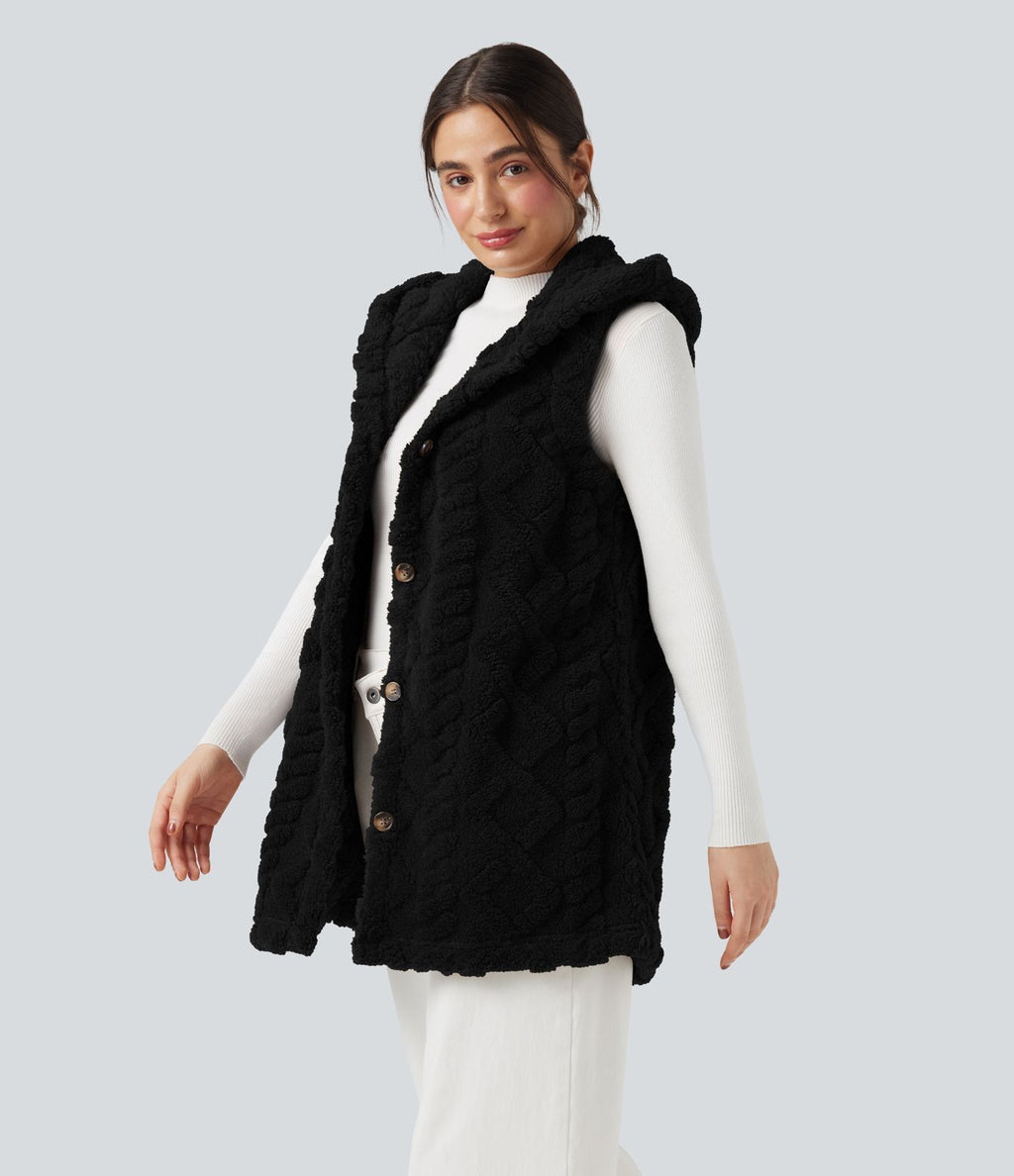 Gilet sherpa à capuche