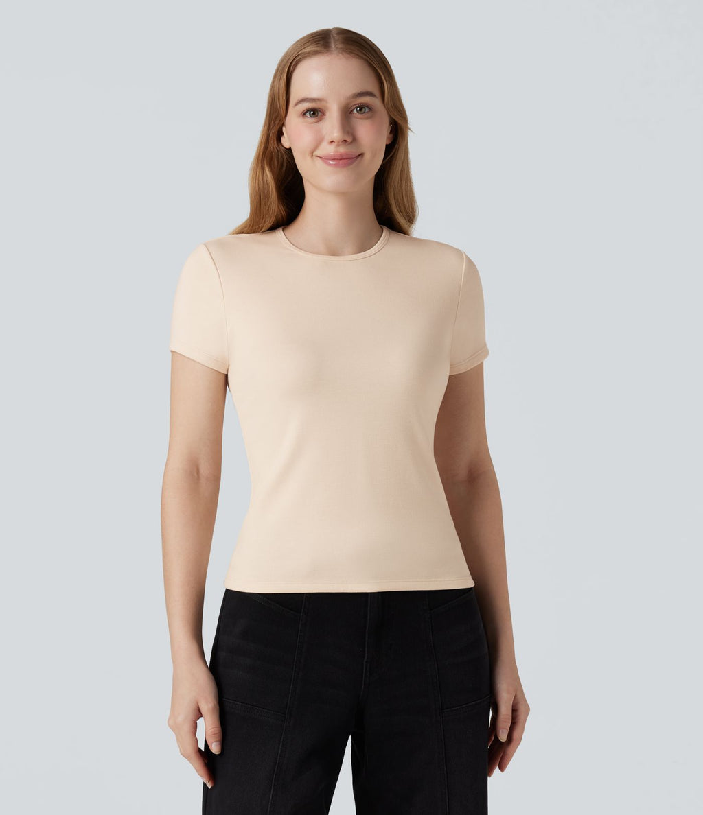 T-shirt chauffant col rond à manches courtes Halara HeatCore