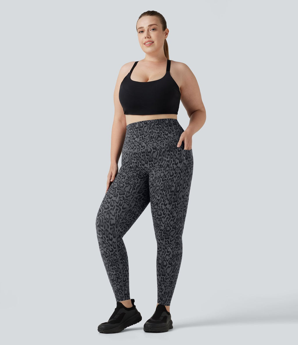 Legging de yoga grande taille Halara UltraSculpt™ taille haute gainant imprimé léopard avec poches