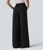 Pantalon large taille haute avec poches