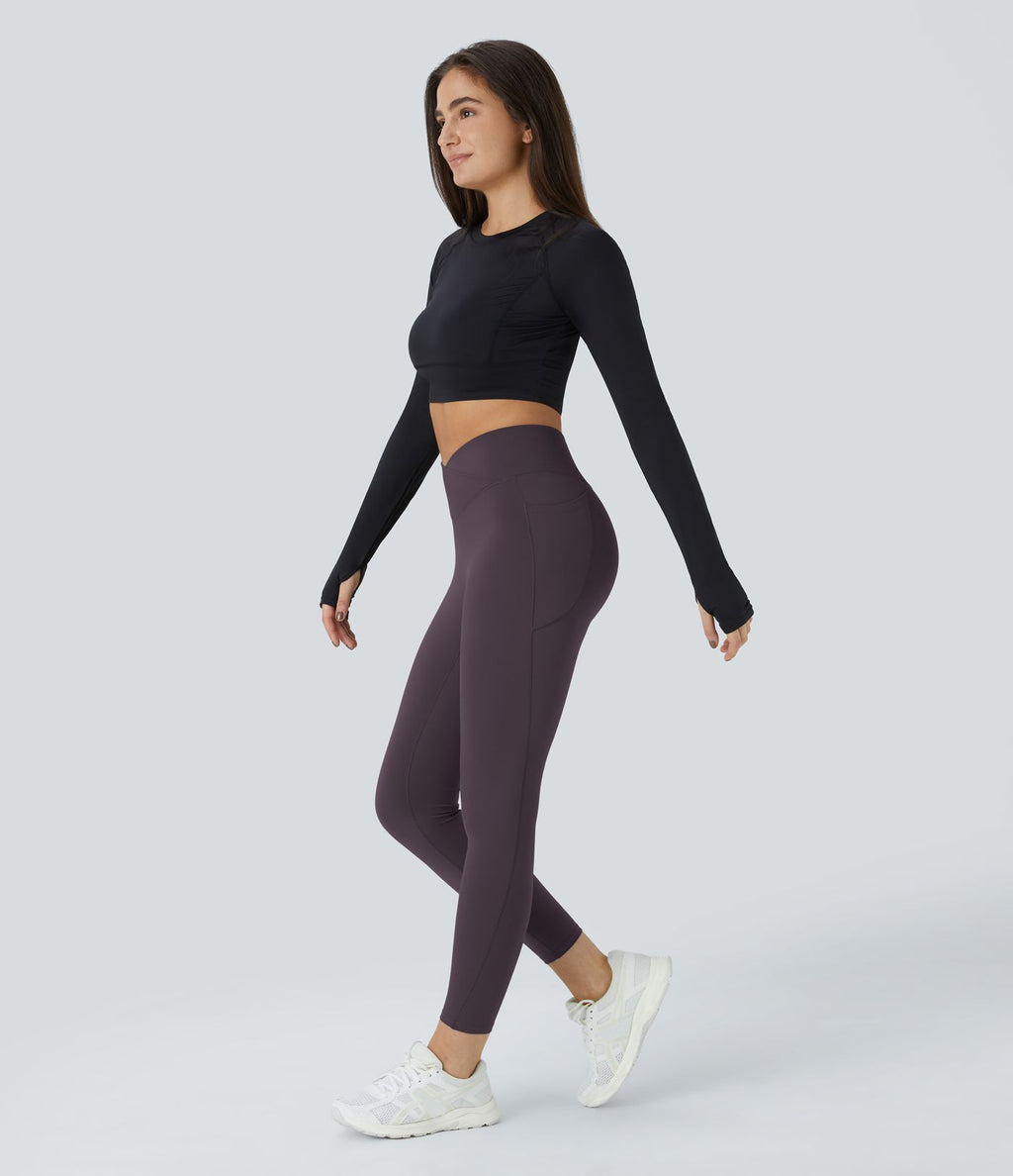 Softlyzero™ Polaire Legging Yoga à Taille Haute Thermique Croisée avec Poches Latérales