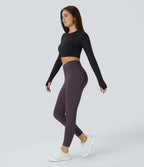 Softlyzero™ Polaire Legging Yoga à Taille Haute Thermique Croisée avec Poches Latérales