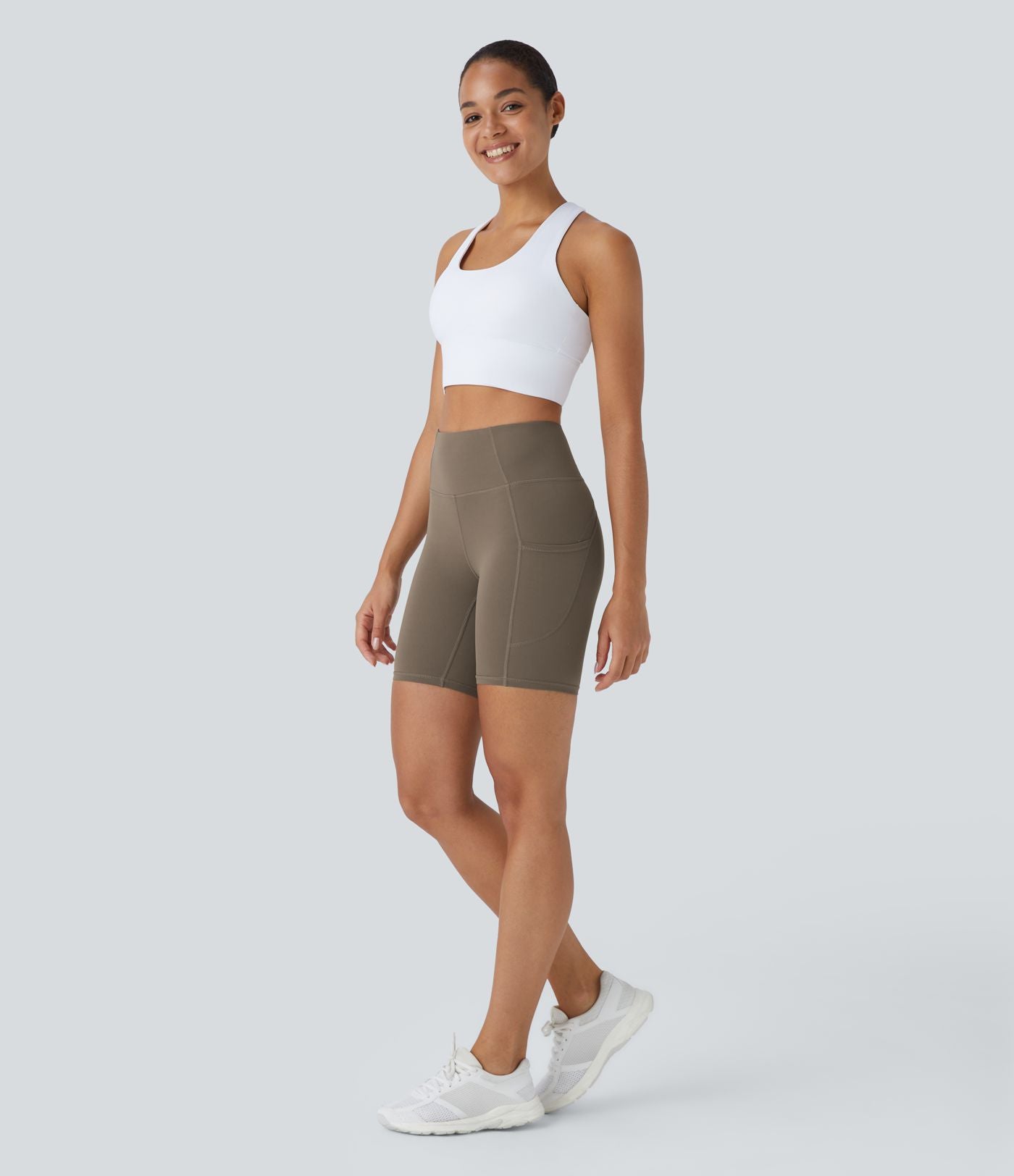 UltraSculpt Short 17,5cm Biker Running Taille Haute avec Poches Latérales
