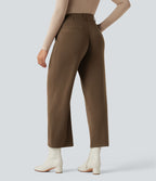 Pantalon tailleur thermique taille haute avec poches