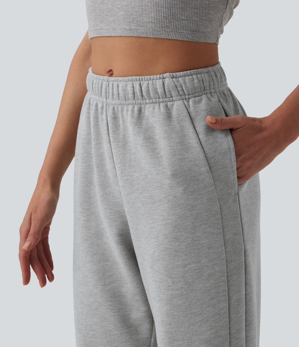 Pantalon de jogging décontracté fuselé taille mi-haute avec cordon de serrage intérieur coton avec poches