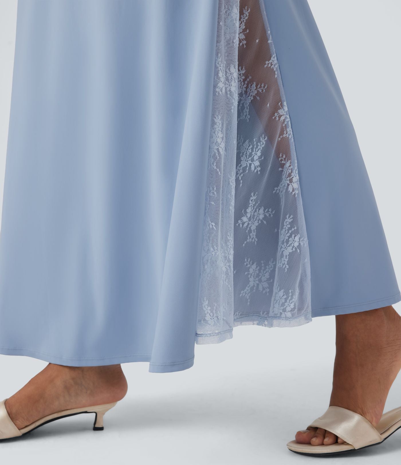 Jupe longue fluide SoftlyZero™ Airy taille haute dentelle contrastante effet frais InstantCool