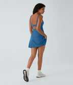 Robe de sport danse 2-pièces SoftlyZero™ Plush double bretelles caraco avec poche A-D