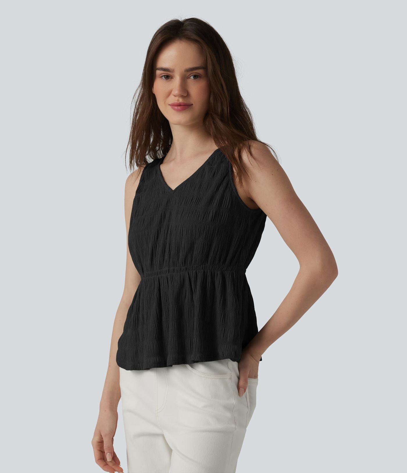 Débardeur casual texturé froissé col V