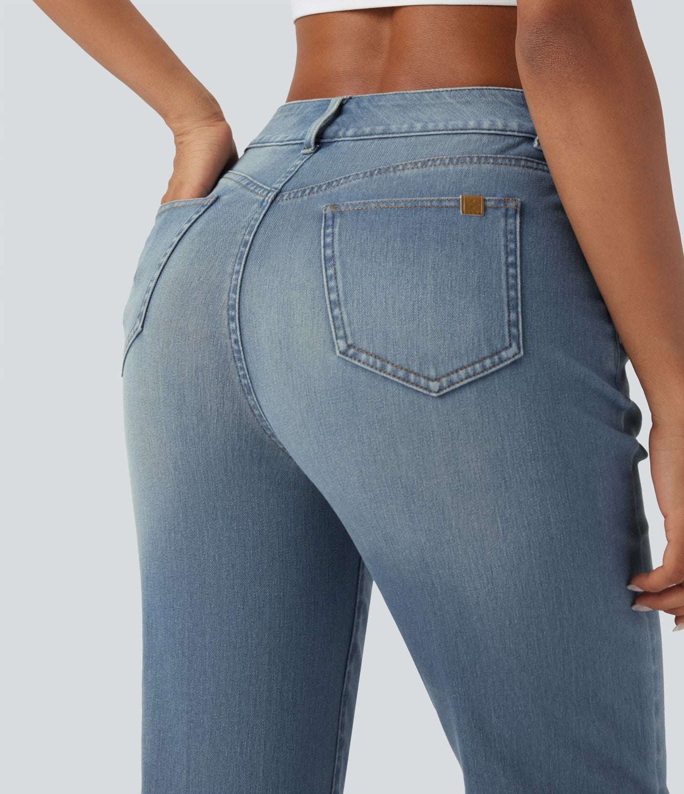 Jean décontracté Halara Flex™ ajusté taille haute ourlet retroussé avec poches