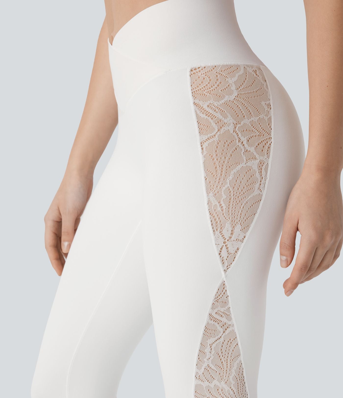 Legging corsaire de yoga taille haute croisé avec dentelle contrastée - Protection UPF50+