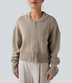 Cardigan bomber zippé à manches longues