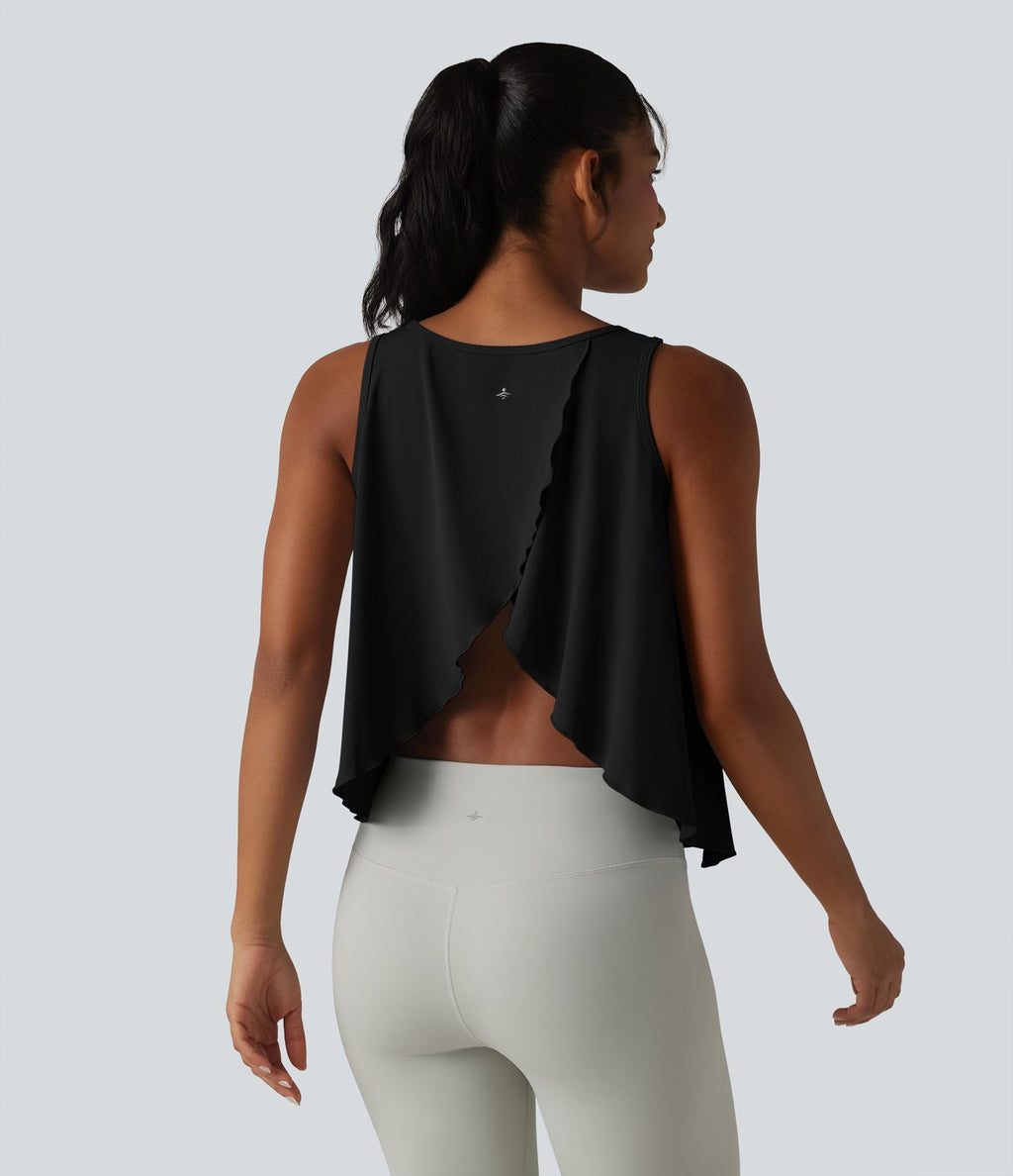 SoftlyZero™ QuickDry Débardeur yoga ample croisé à ourlet volanté