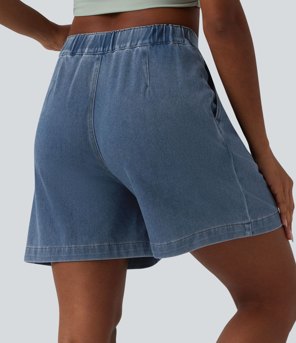 Bermuda en jean Halara Flex™ casual taille mi-haute avec poches