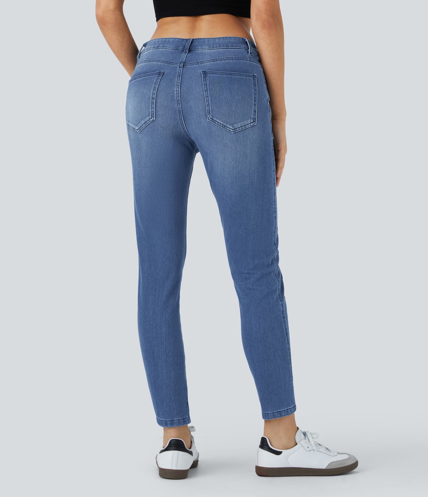 Jean skinny 7/8 décontracté taille basse Halara Flex™ avec poches zippées