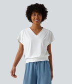 Haut de sport yoga oversize col V à manches courtes effet frais InstantCool à séchage rapide