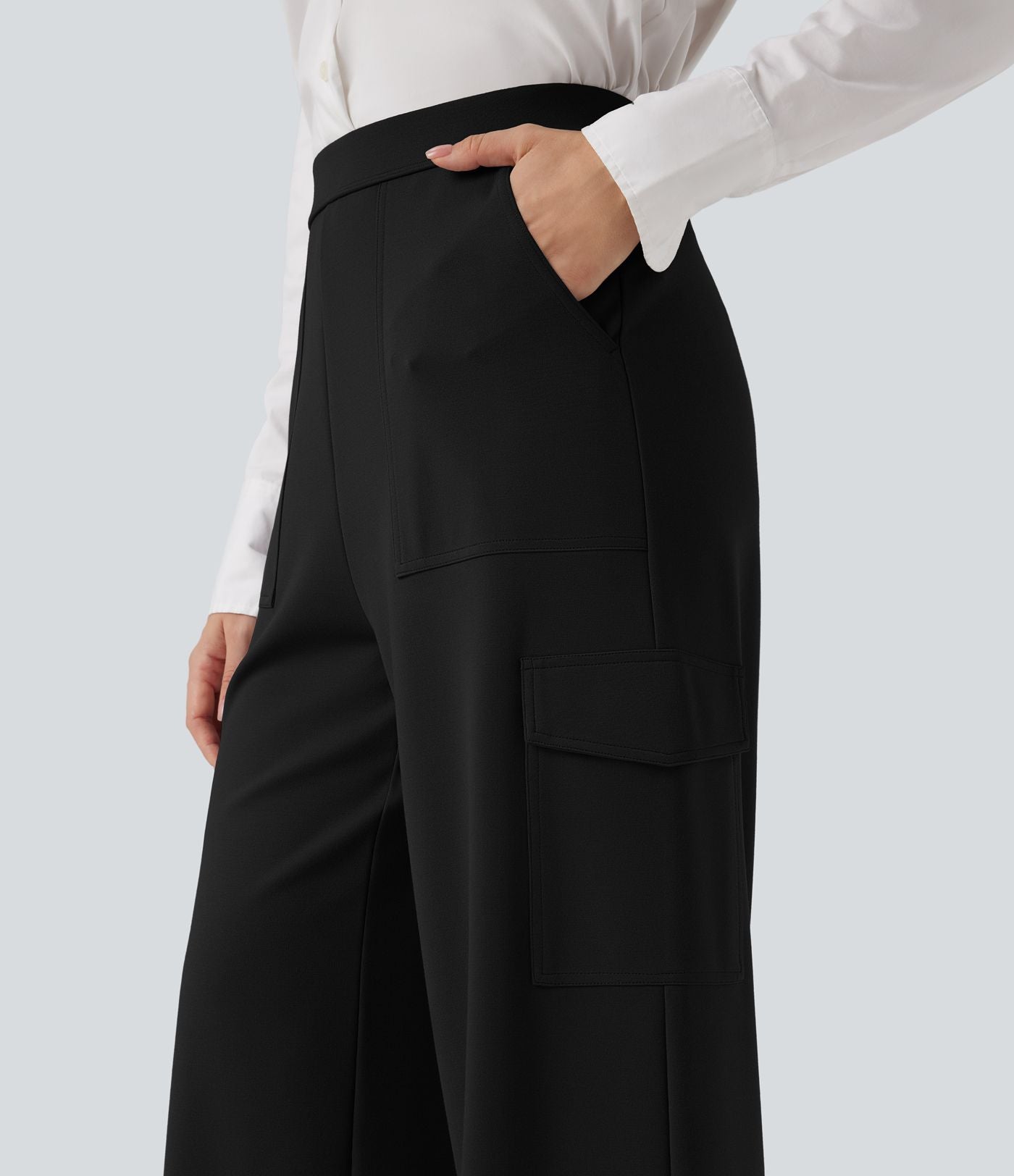 Pantalon cargo de travail coupe droite taille haute Halara Flex™ avec poches