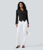 Chemise tailleur portefeuille manches longues avec lien dos