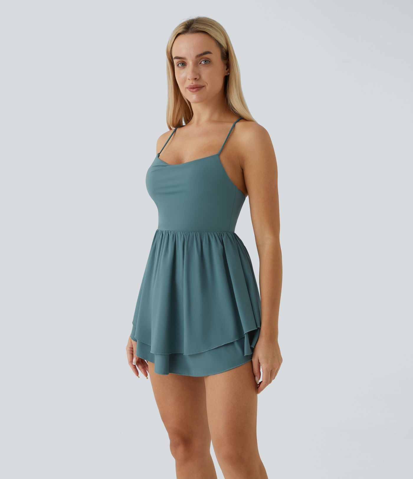 Breezeful™ Robe Casual Mini Fluide à Séchage Rapide à Volants Superposés Dos Nu et Lacée