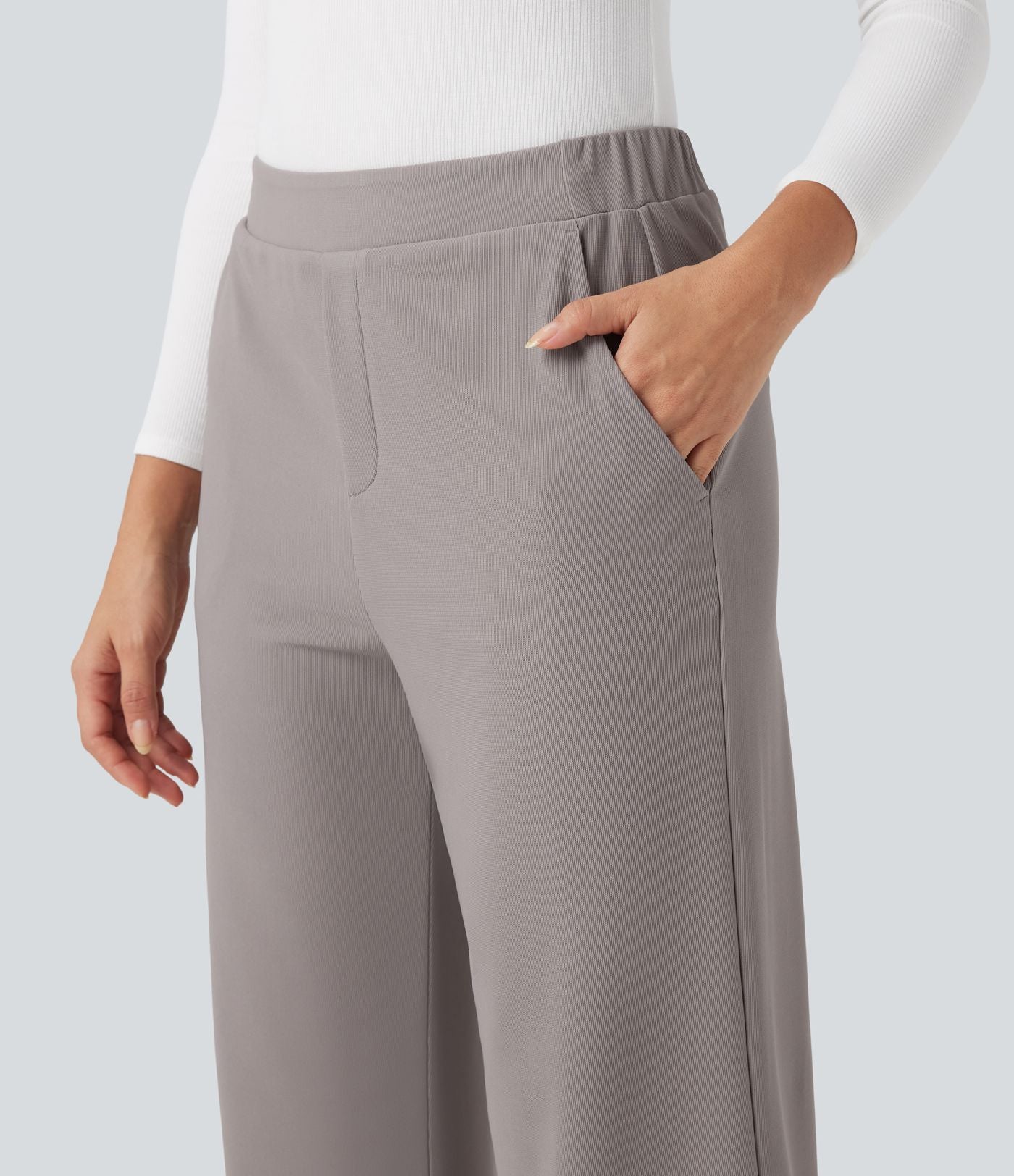 Pantalon tailleur baggy gaufré Halara Flex™ taille haute avec poches