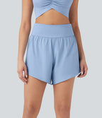 Short 2-en-1 de course gainant taille haute avec points réfléchissants, ourlet croisé et séchage rapide 12,5 cm avec poches SoftlyZero™