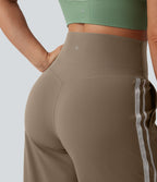 Pantalon ample yoga Halara UltraSculpt™ taille haute gainant à rayures color block avec poches