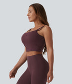 Débardeur de yoga cropped Halara UltraSculpt™ à doubles bretelles dos torsadé ouvert avec soutien-gorge intégré – Bonnets E-G
