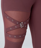 Legging yoga grande taille croisé taille haute avec mesh contrastant et boucle décorative DayStretch