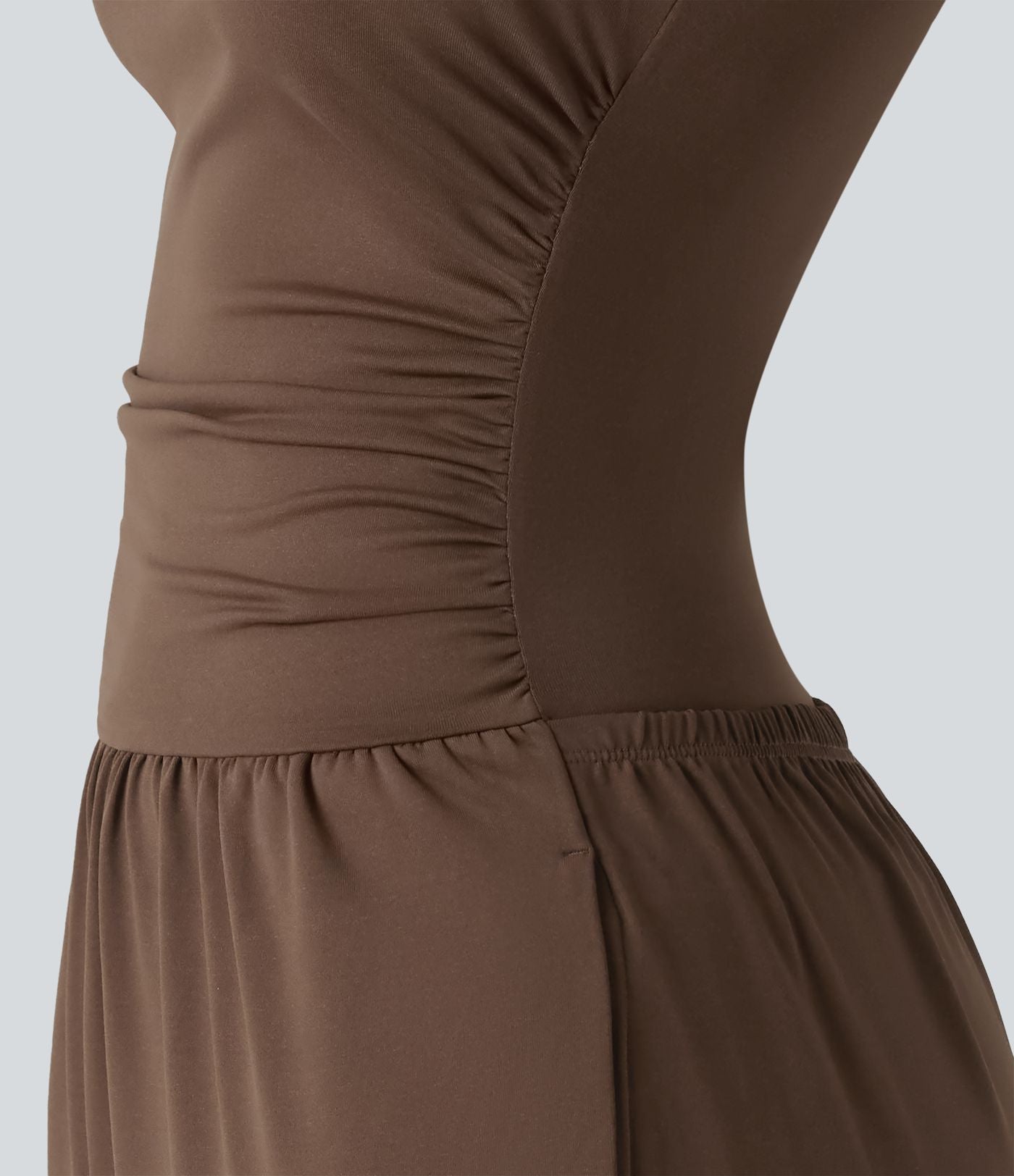 Combinaison casual froncée jambe large sans manches à col bateau avec poches - Édition Easy Peasy