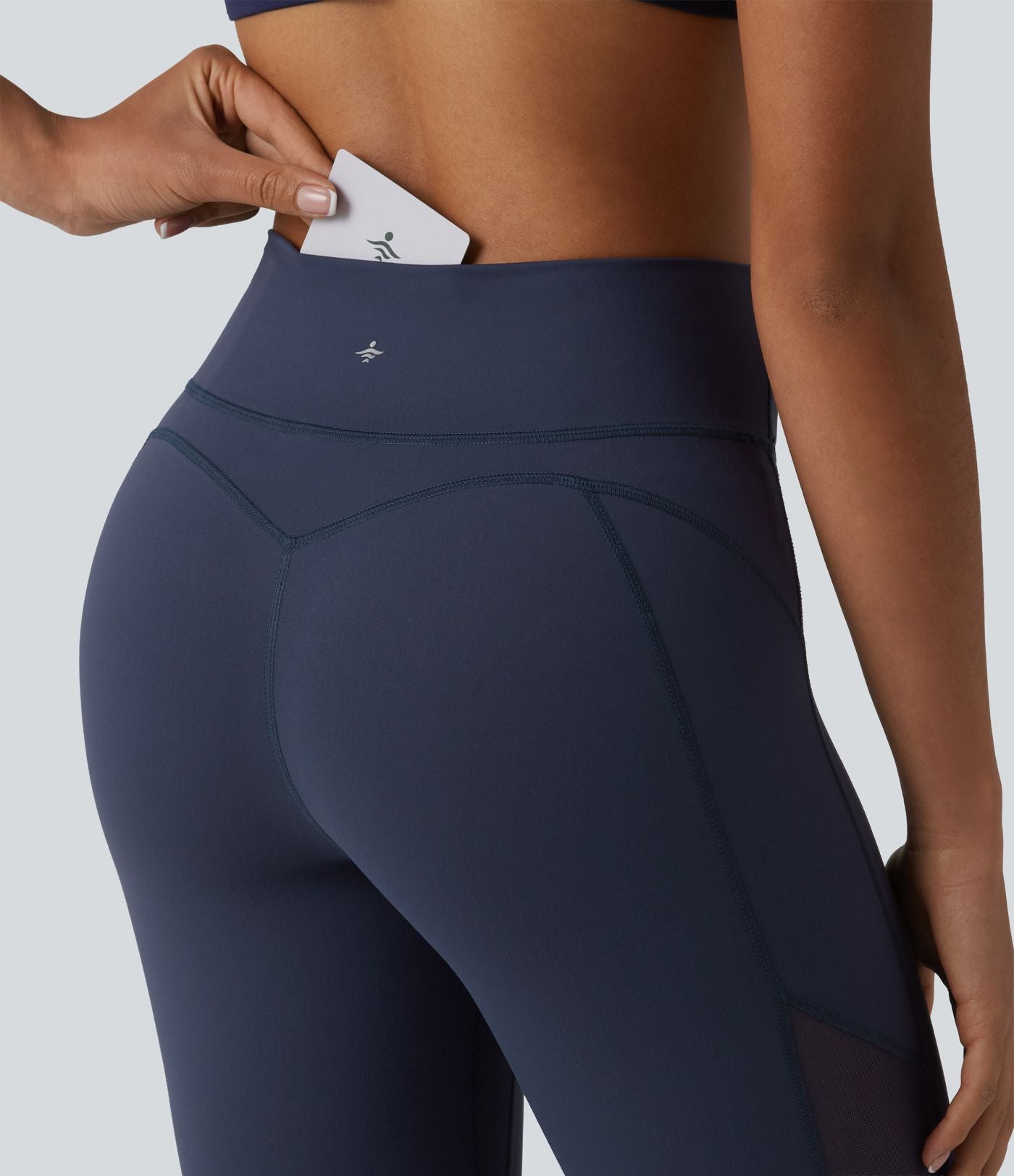 Legging de yoga 7/8 Halara UltraSculpt™ taille haute ventre plat avec empiècements en mesh contrastant et poche