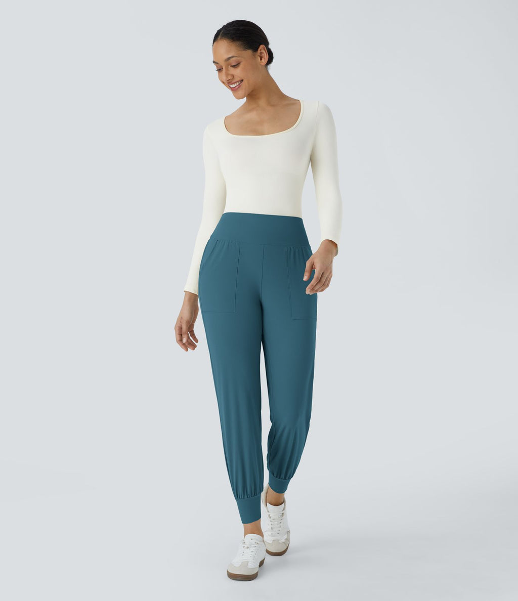 Jogging Casual Uni Taille Haute Poche Latérale