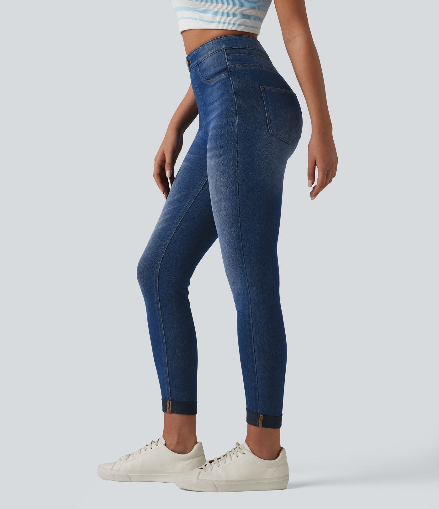 Legging 7/8 casual denim Halara Flex™ gainant taille haute avec poches