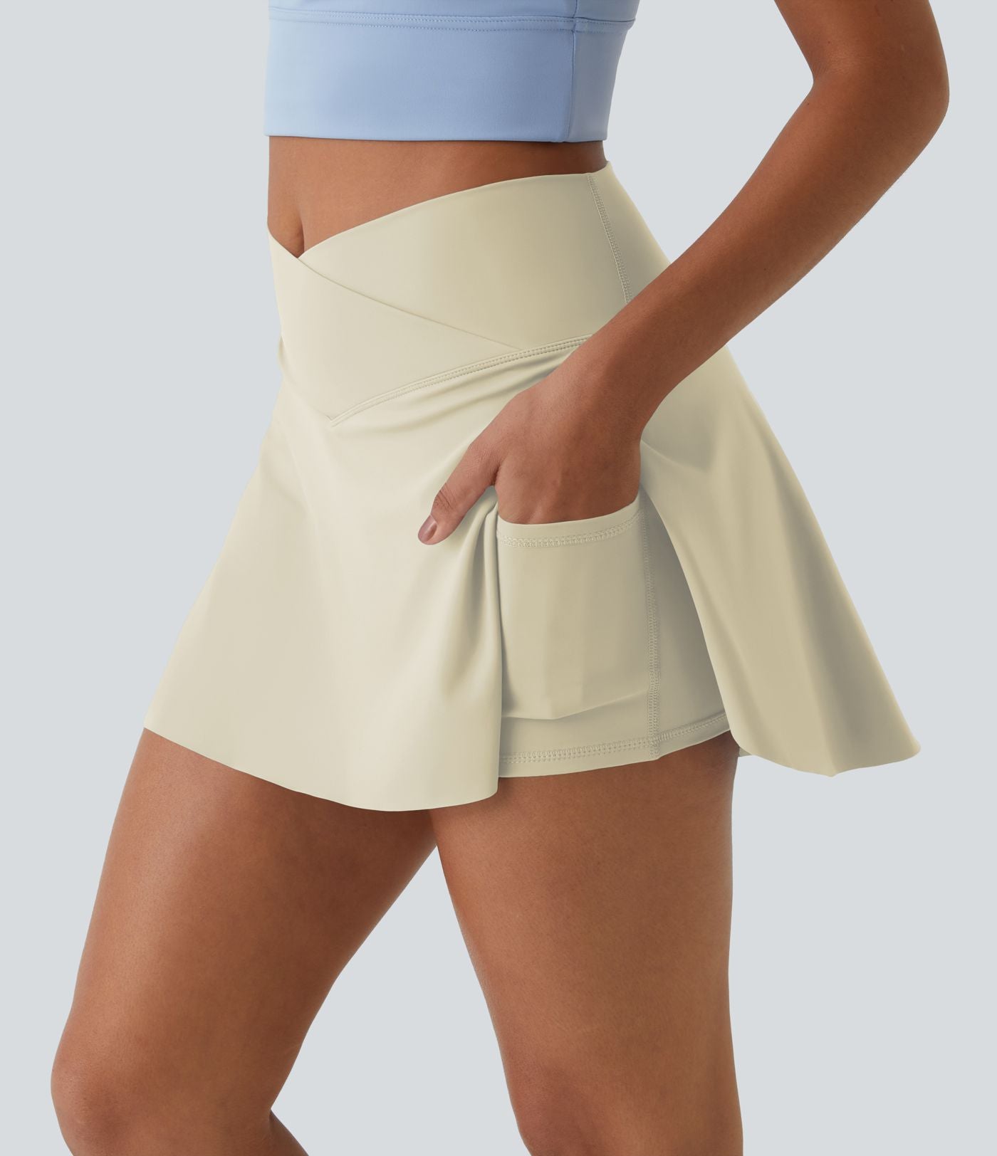 Jupe de tennis mini 2-en-1 quotidienne SoftlyZero™ Airy avec croisement, poche latérale et effet frais InstantCool, Lucid, protection solaire UPF50+