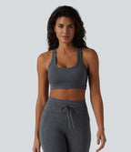 Brassière de sport col U dos nageur maintien léger