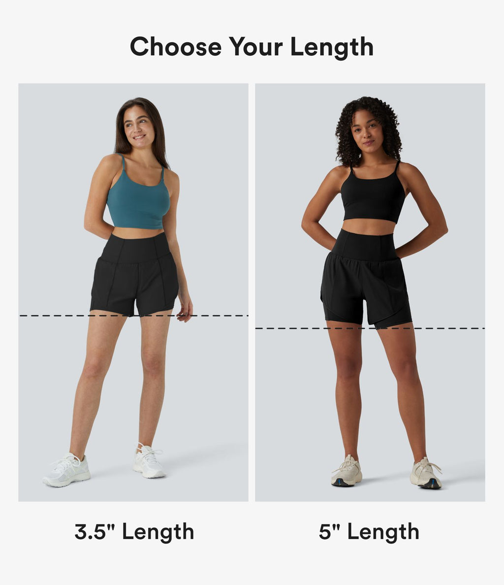 Shorts yoga Breezeful™ taille super haute 2-en-1 séchage rapide, ourlet arrondi, entrejambe 13cm, avec poches