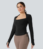 Veste yoga SoftlyZero™ Plush manches longues avec trous pour pouces et cordon de serrage