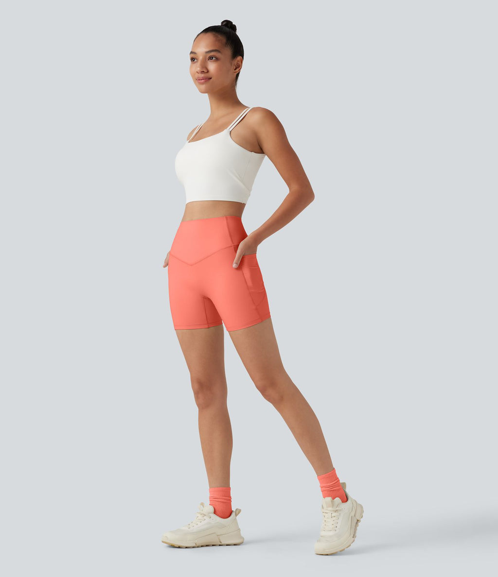 Short biker Halara UltraSculpt™ taille haute effet ventre plat avec poches, 12,5 cm