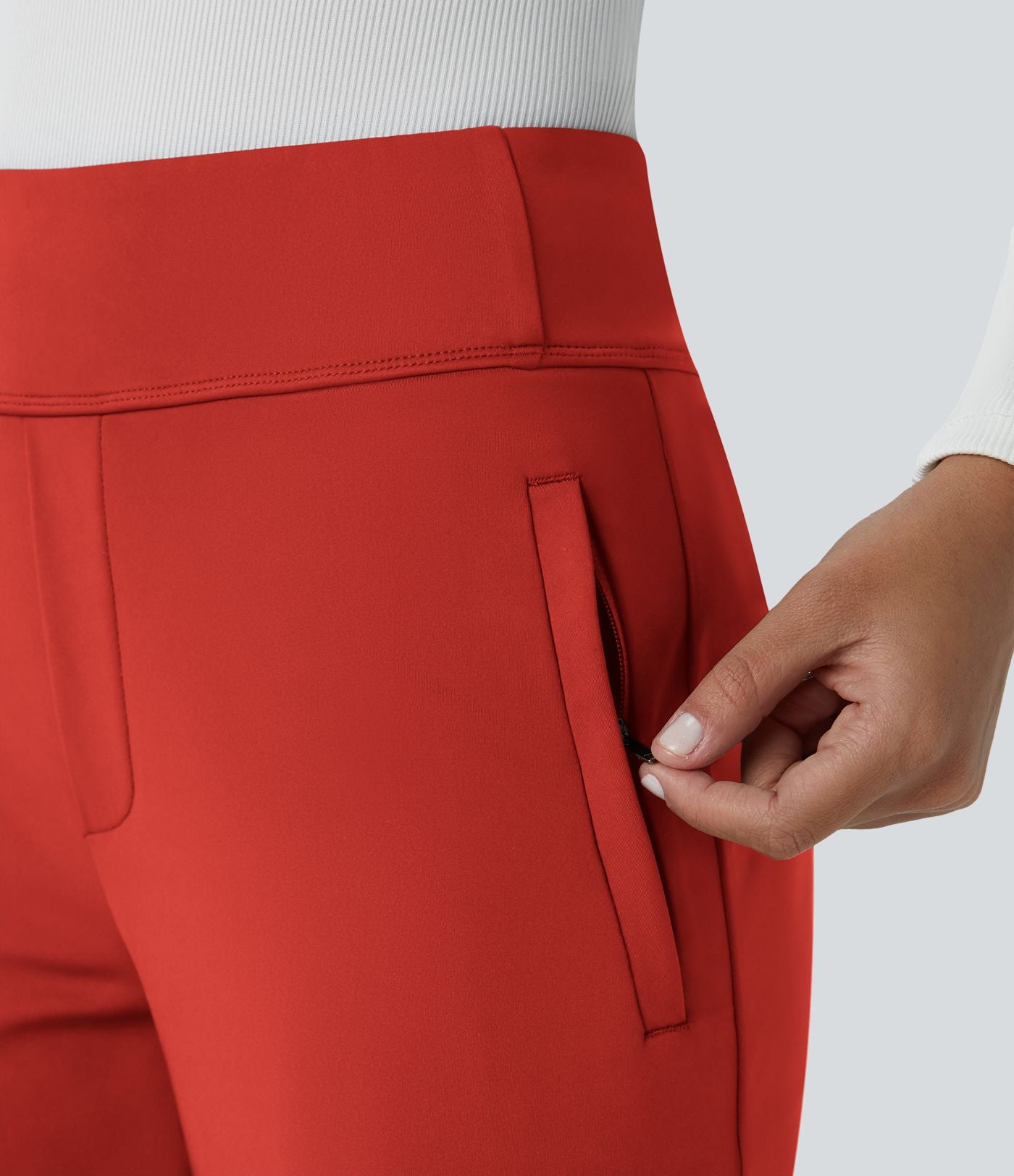 Pantalon tailleur évasé taille mi-haute Halara Flex™ DayStretch avec zip latéral et poches
