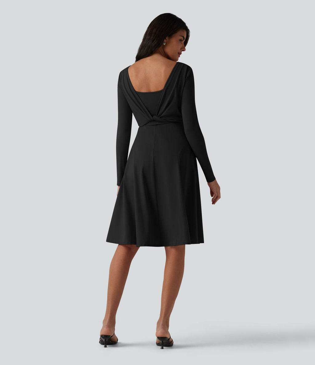 Robe midi SoftlyZero™ Airy 2-en-1 effet frais InstantCool à manches longues, coupe portefeuille et poches