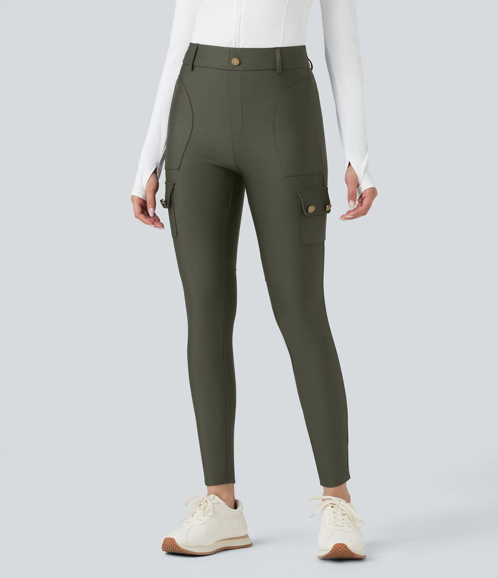 Legging 7/8 brillant taille haute avec poches