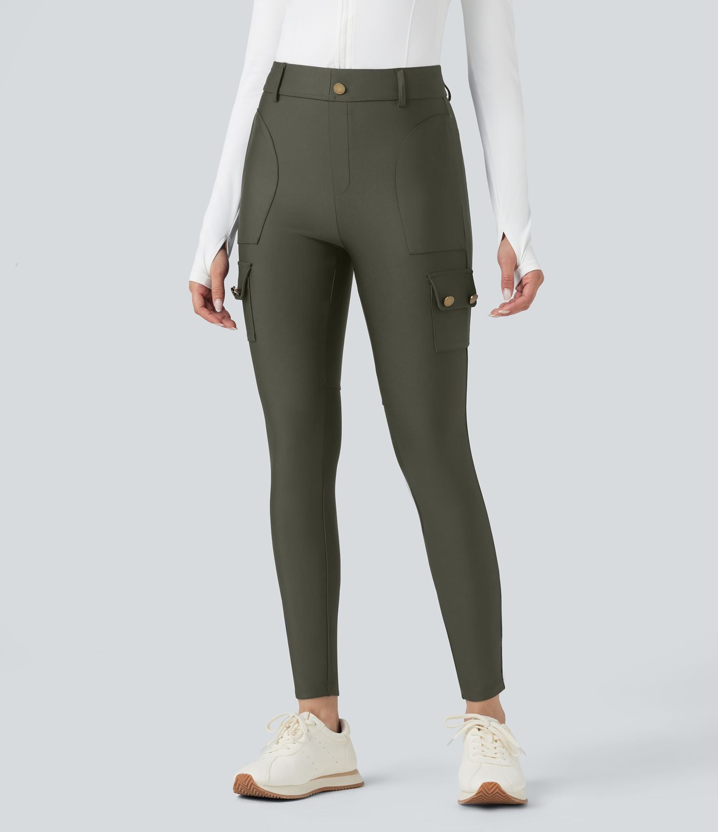 Legging 7/8 brillant taille haute avec poches