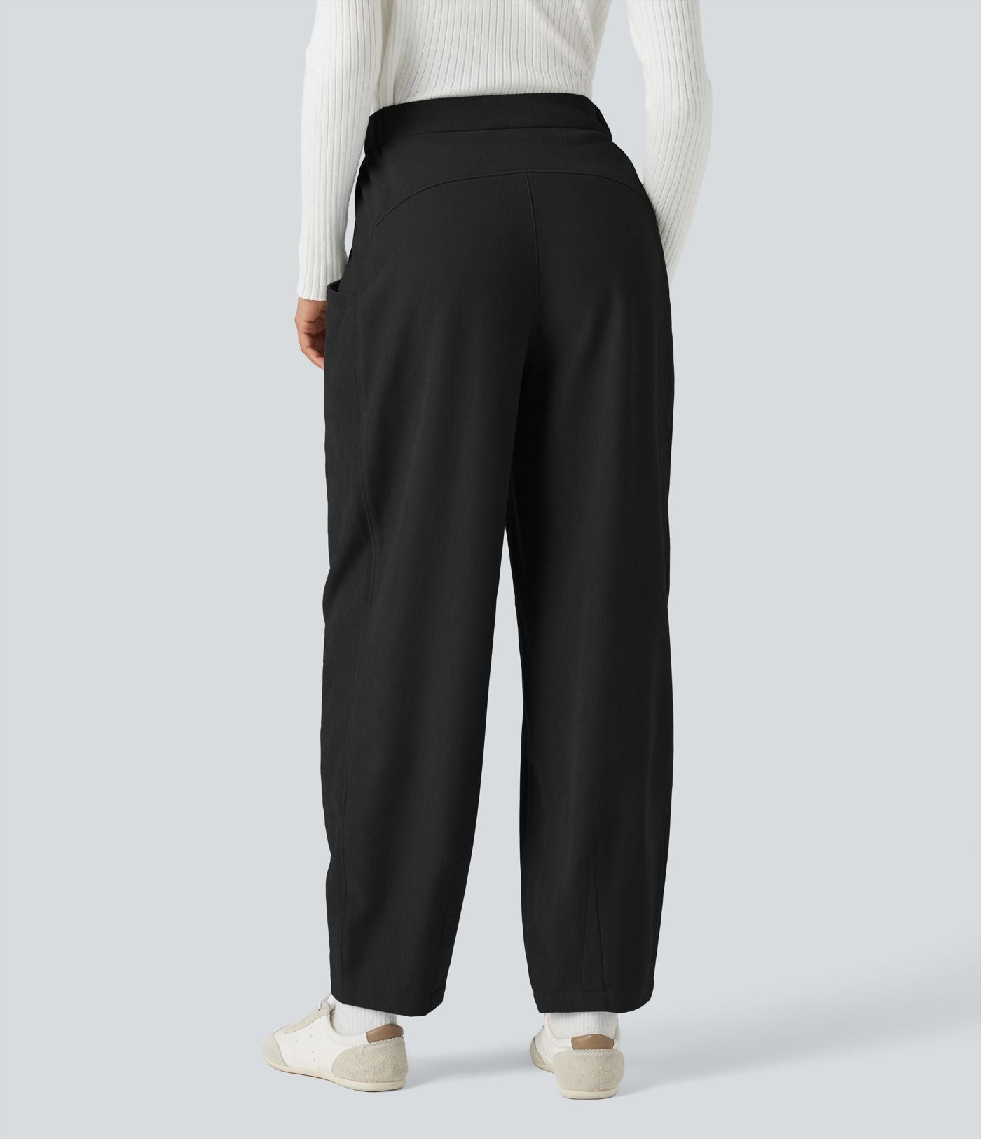 Pantalon barrel taille haute avec poches