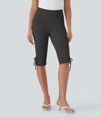Pantalon corsaire décontracté taille moyenne à laçage avec poches arrière